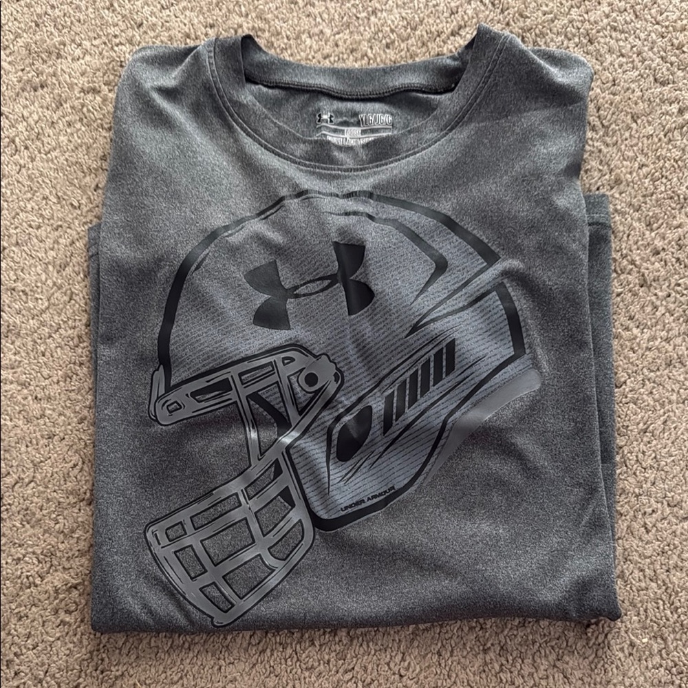 Under Armour Gray Football Helmet Tee